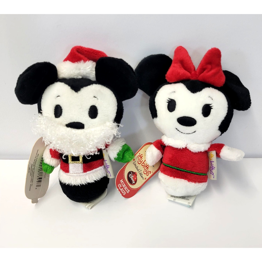 Hallmark Disney Itty Bittys Santa Mickey Minnie Claus Holiday Plush Set Limited - Picture 4 of 16